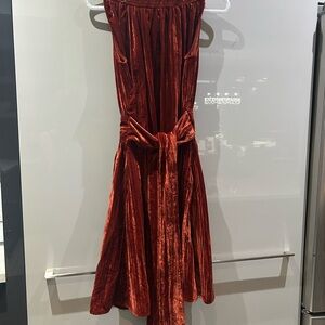 Elegant Rust Velvet Dress